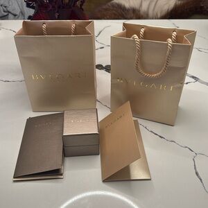 Bvlgari gift boxes from rings.